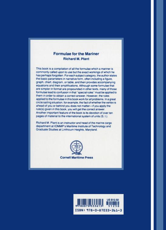 This image is the cover for the book Formulae for the Mariner