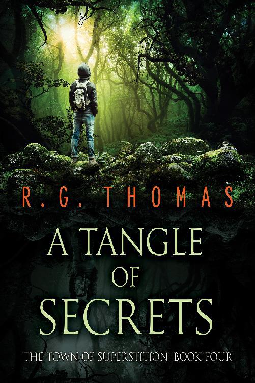 This image is the cover for the book A Tangle of Secrets, The Town of Superstition