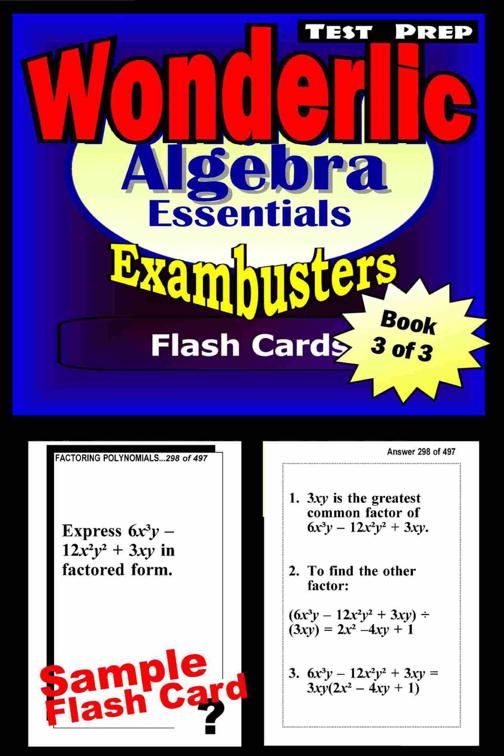 Wonderlic Test Prep Algebra Review--Exambusters Flash Cards--Workbook 3 of 3, Exambusters Wonderlic