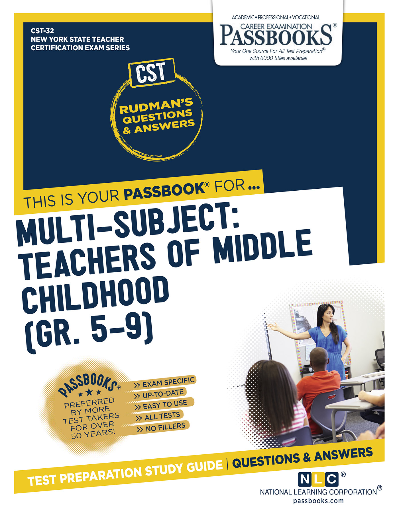 This image is the cover for the book Multi-Subject: Teachers of Middle Childhood (Gr. 5–9), New York State Teacher Certification Examination Series (NYSTCE)