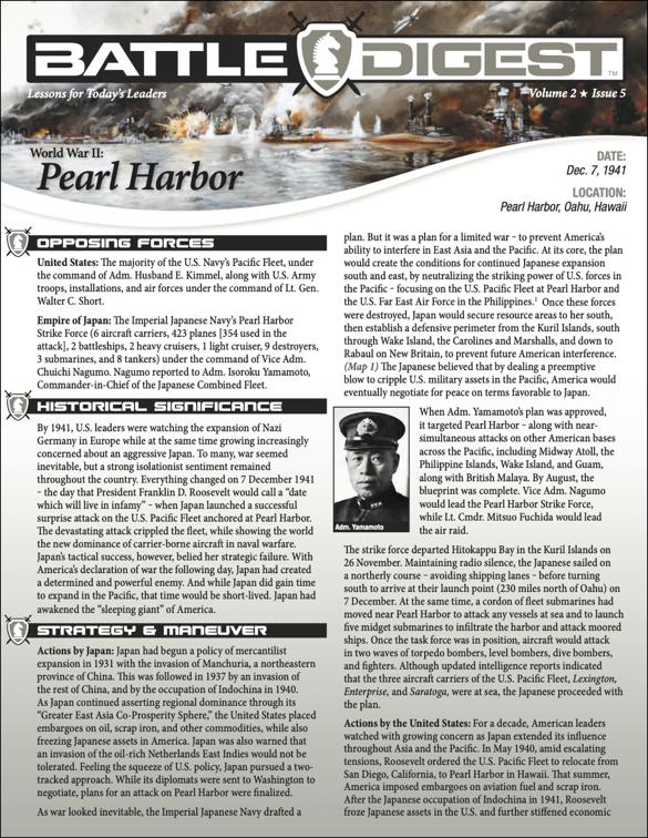 Battle Digest: Pearl Harbor, Battle Digest