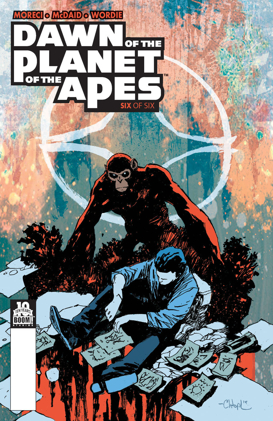 This image is the cover for the book Dawn of the Planet of the Apes #6, Dawn of the Planet of the Apes