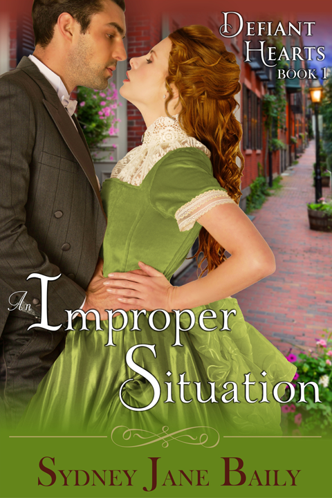 This image is the cover for the book An Improper Situation (The Defiant Hearts Series, Book 1), The Defiant Hearts Series