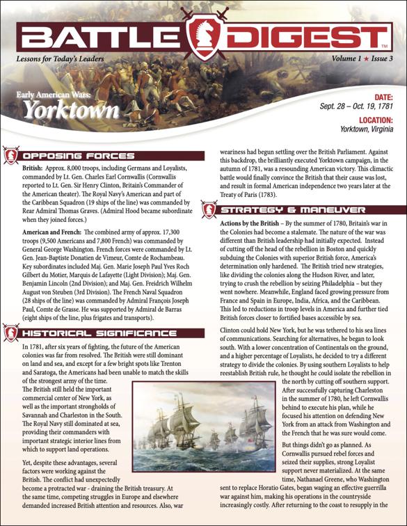 Battle Digest: Yorktown, Battle Digest