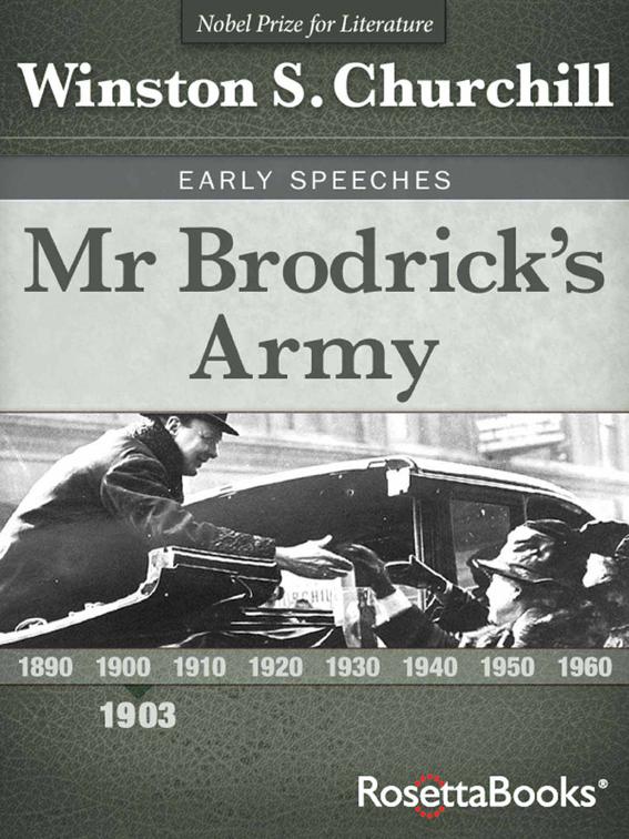 Mr Brodrick&#x27;s Army, Winston S. Churchill Early Speeches