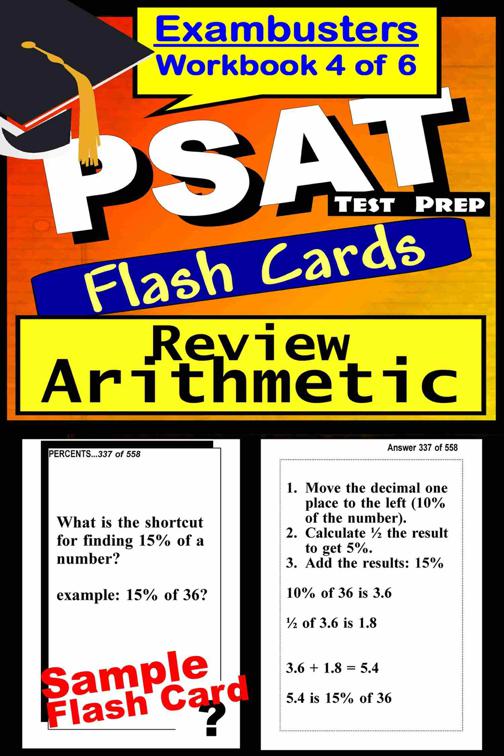 PSAT Test Prep Arithmetic Review--Exambusters Flash Cards--Workbook 4 of 6, Exambusters PSAT