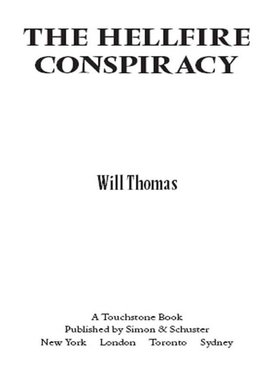 This image is the cover for the book Hellfire Conspiracy, Barker and Llewelyn Novels