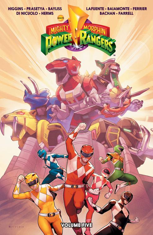 This image is the cover for the book Mighty Morphin Power Rangers Vol. 5, Mighty Morphin Power Rangers