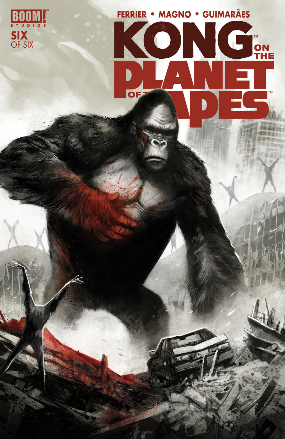 This image is the cover for the book Kong on the Planet of the Apes #6, Kong on the Planet of the Apes