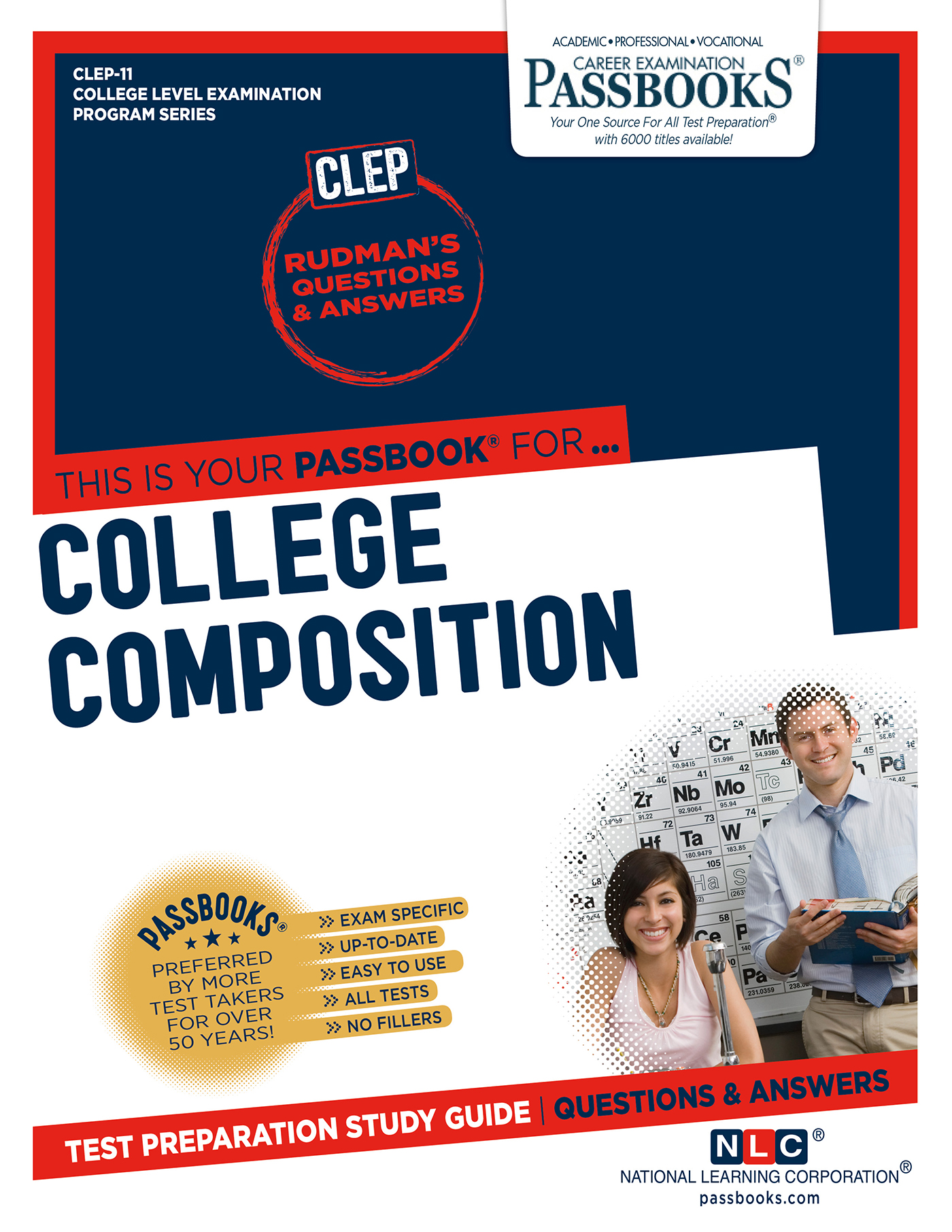 This image is the cover for the book COLLEGE COMPOSITION (FRESHMAN), College Level Examination Program Series (CLEP)