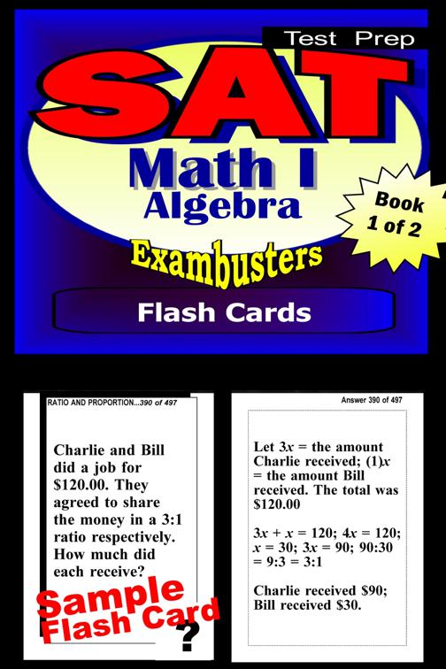 SAT Math Level I Test Prep Review--Exambusters Algebra Flash Cards--Workbook 1 of 2, Exambusters SAT 2