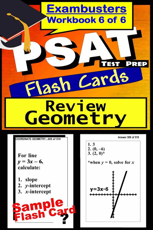 PSAT Test Prep Geometry Review--Exambusters Flash Cards--Workbook 6 of 6, Exambusters PSAT