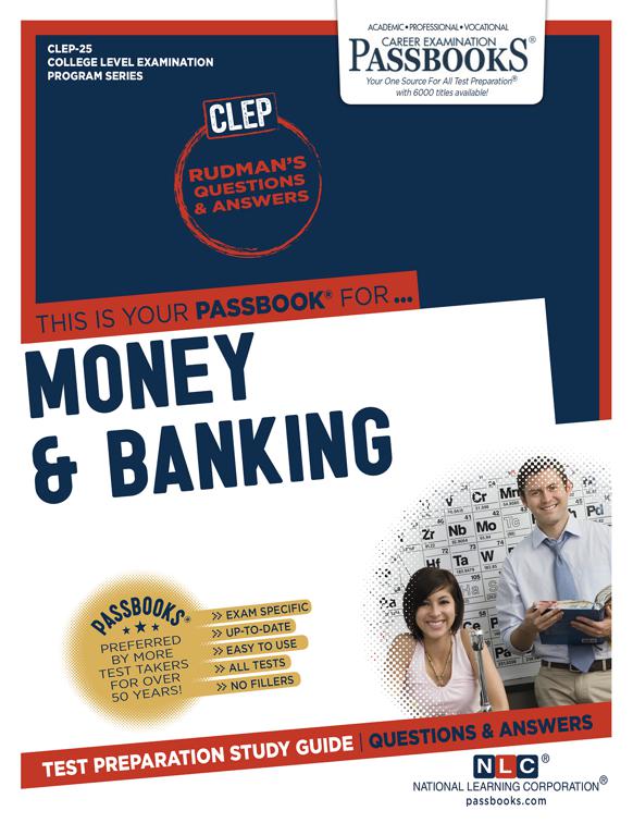 This image is the cover for the book MONEY & BANKING, College Level Examination Program Series (CLEP)