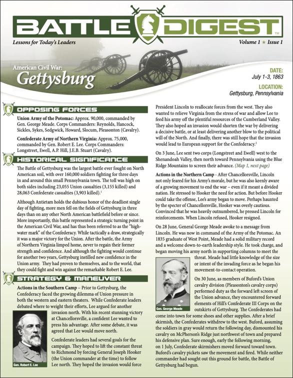 Battle Digest: Gettysburg, Battle Digest