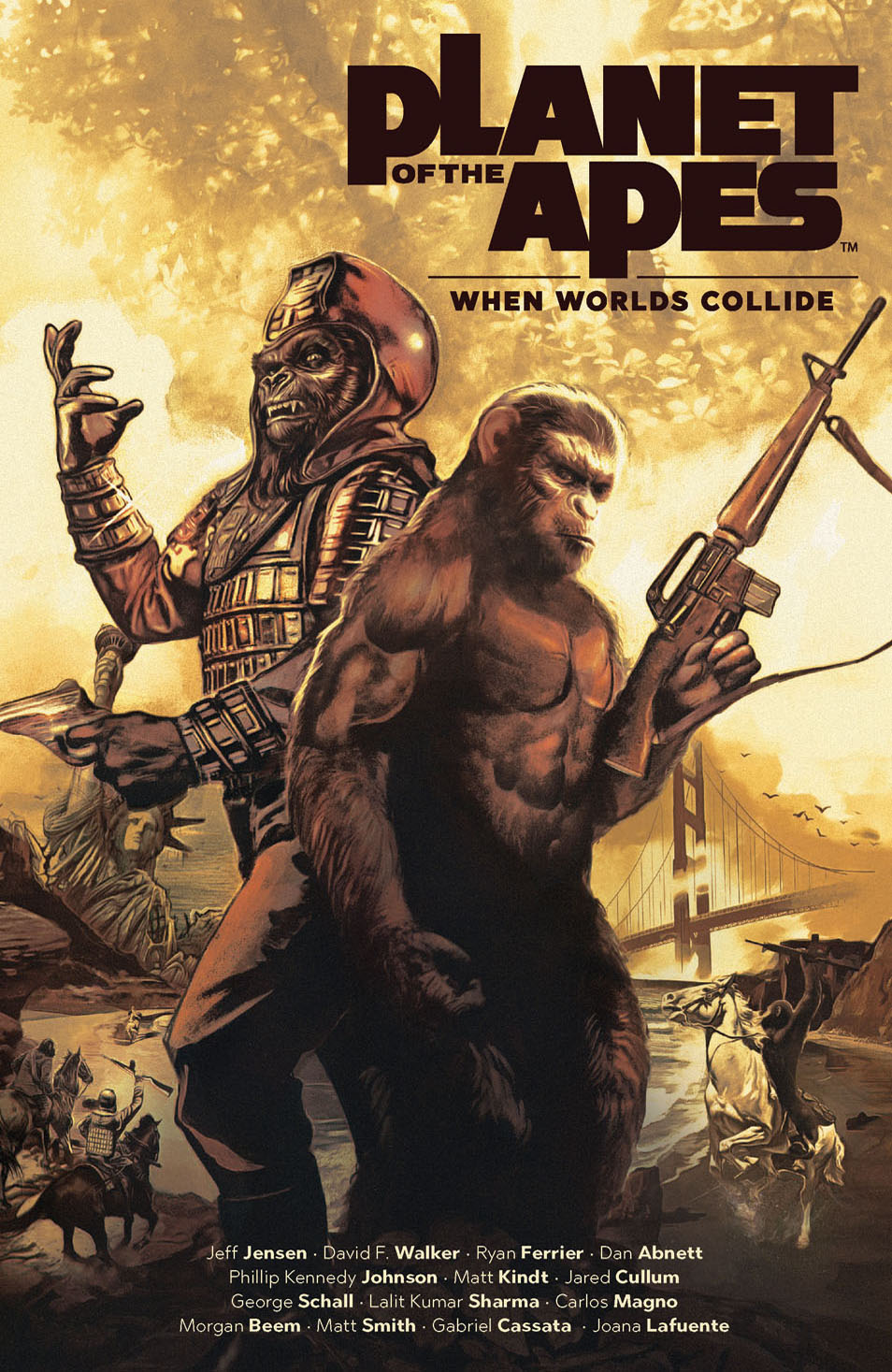 This image is the cover for the book Planet of the Apes: When Worlds Collide, Planet of the Apes