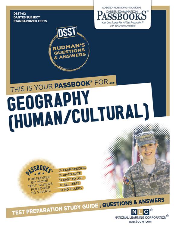 This image is the cover for the book GEOGRAPHY (HUMAN/CULTURAL), DANTES Subject Standardized Tests (DSST)