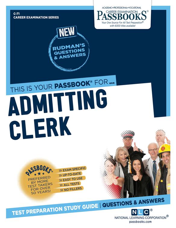 This image is the cover for the book Admitting Clerk, Career Examination Series