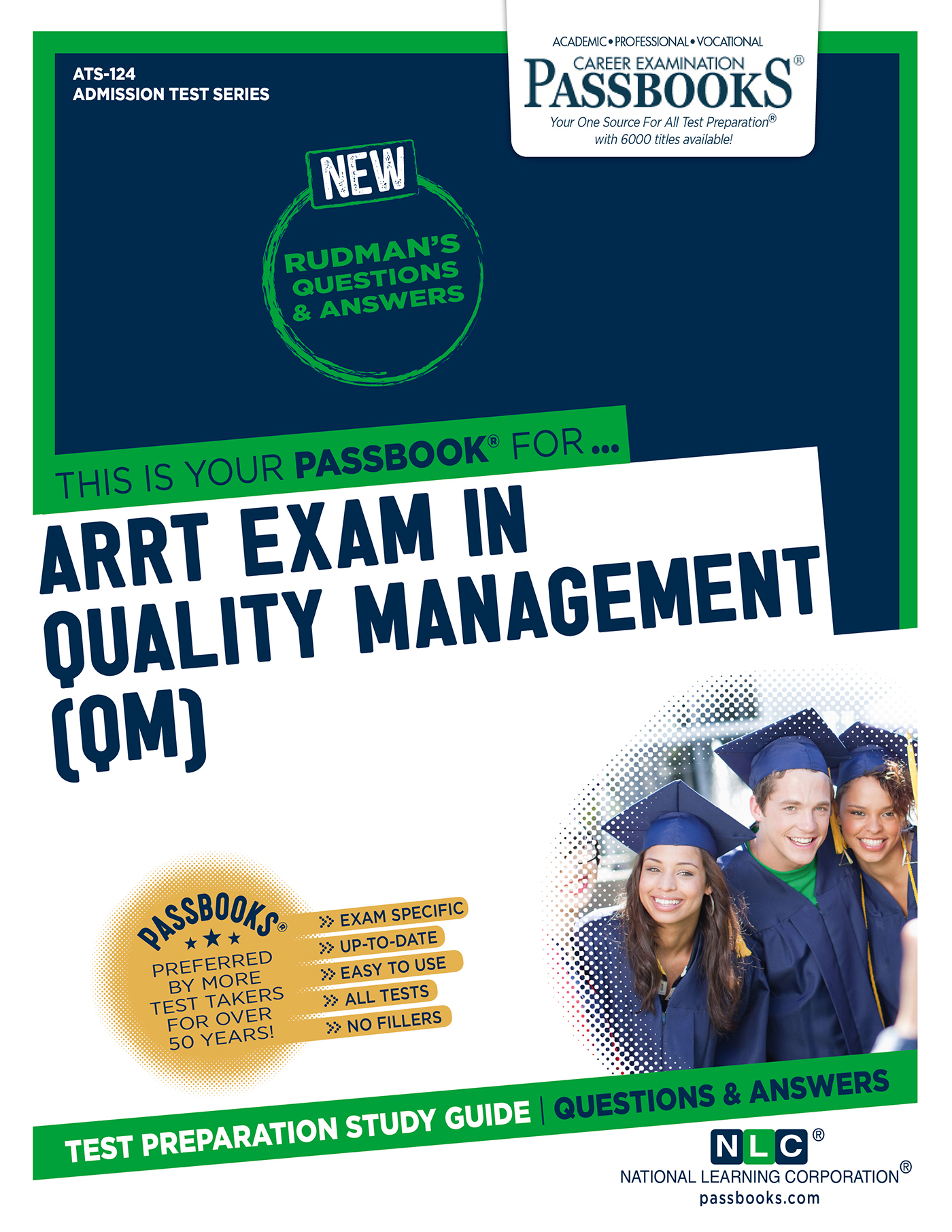 This image is the cover for the book ARRT EXAMINATION IN QUALITY MANAGEMENT (QM), Admission Test Series