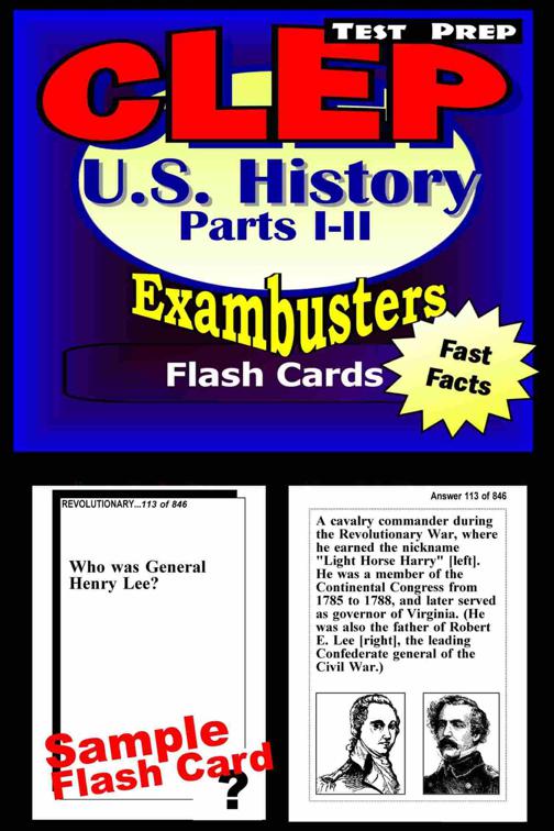 CLEP United States Hisory I &amp; II Test Prep Review--Exambusters Flashcards, Exambusters CLEP