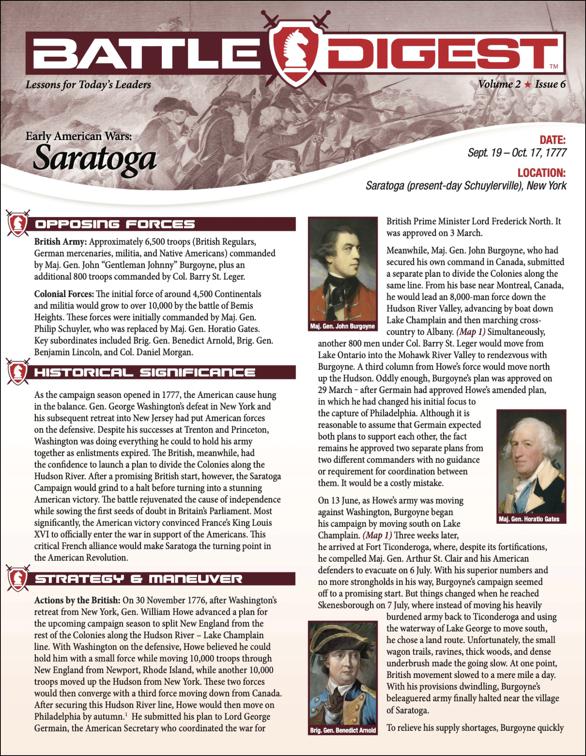 Battle Digest: Saratoga, Battle Digest