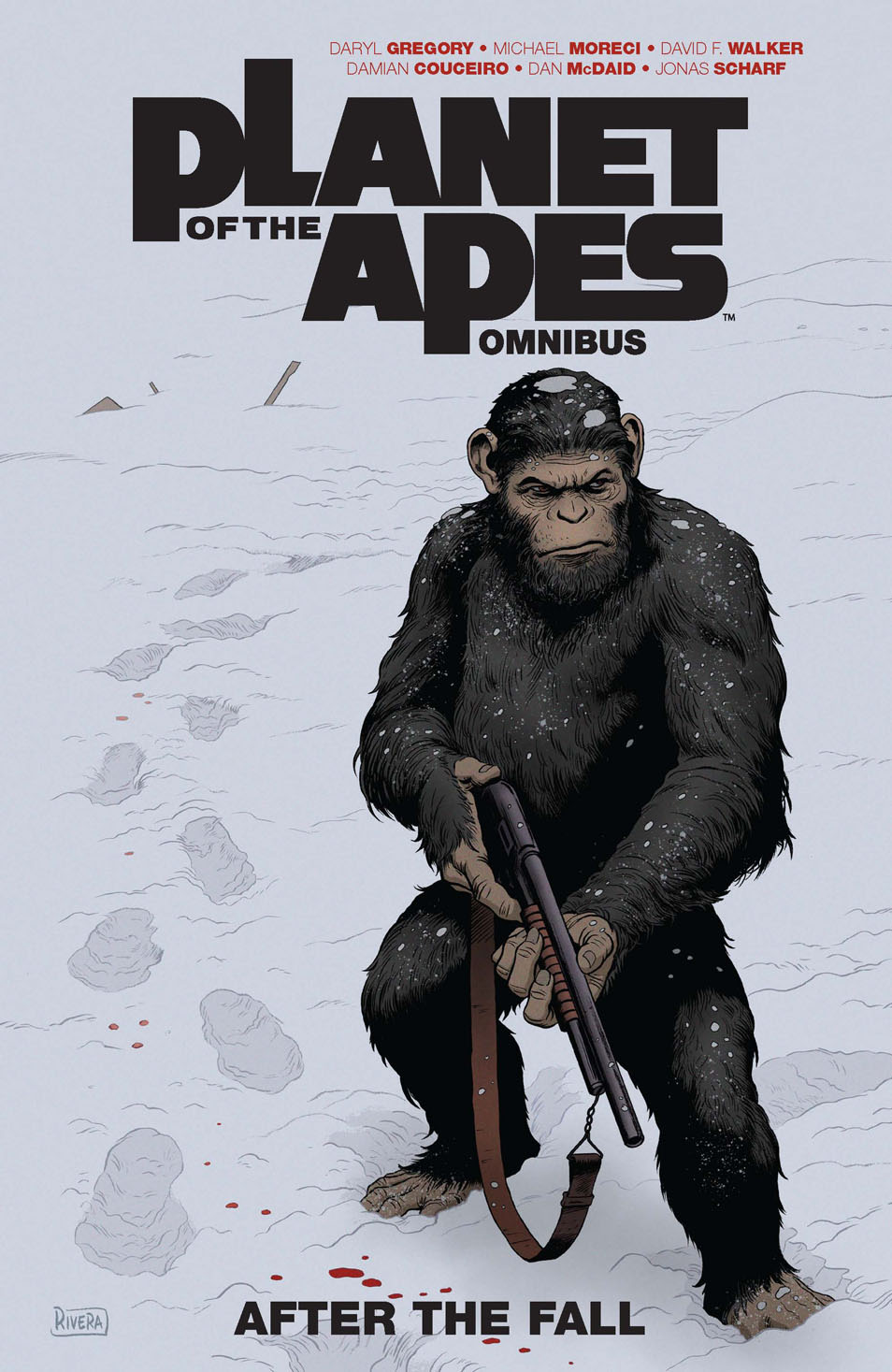 This image is the cover for the book Planet of the Apes After the Fall Omnibus, Planet of the Apes