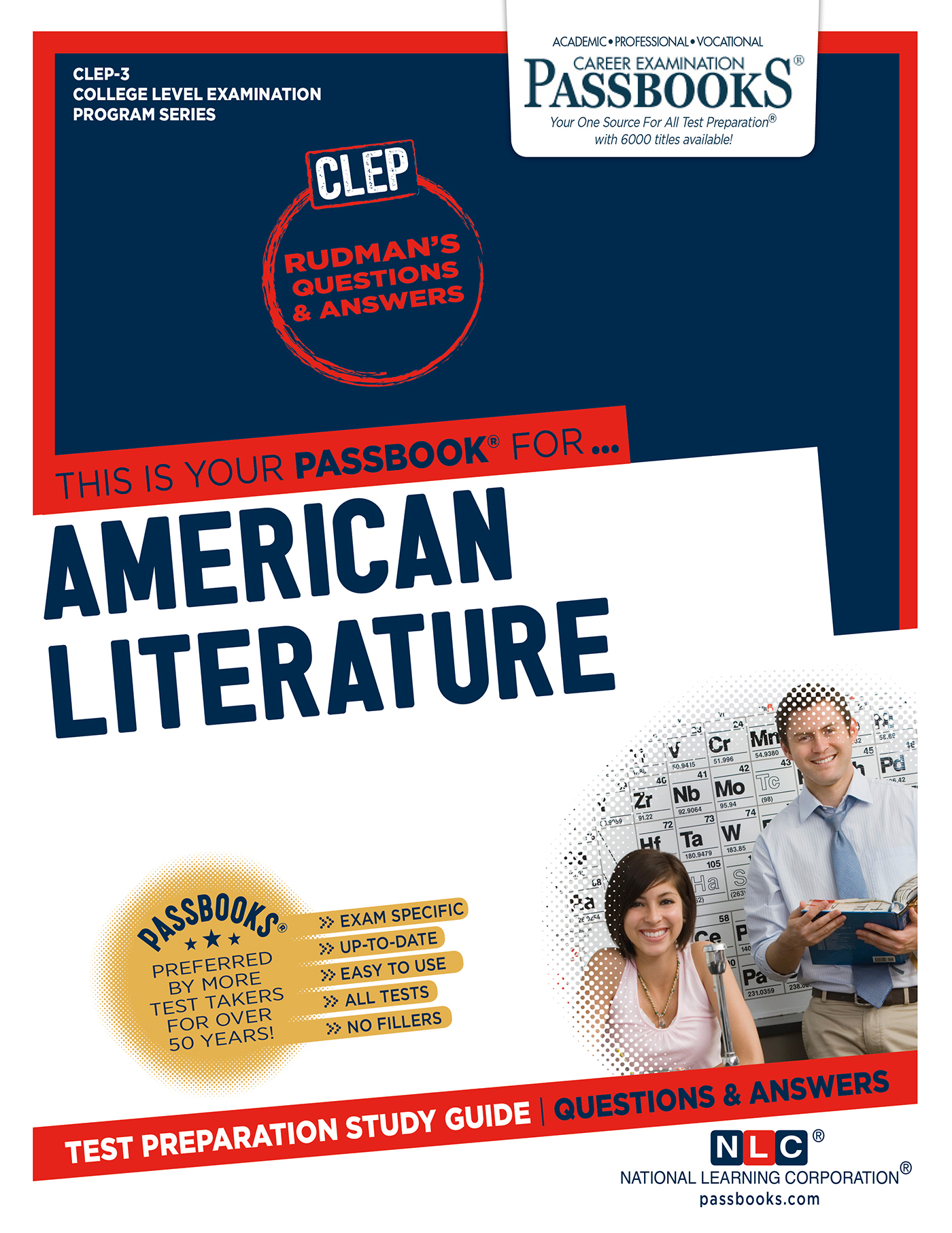 This image is the cover for the book AMERICAN LITERATURE, College Level Examination Program Series (CLEP)