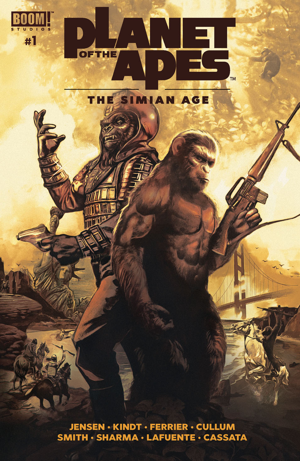This image is the cover for the book Planet of the Apes: The Simian Age #1, Planet of the Apes