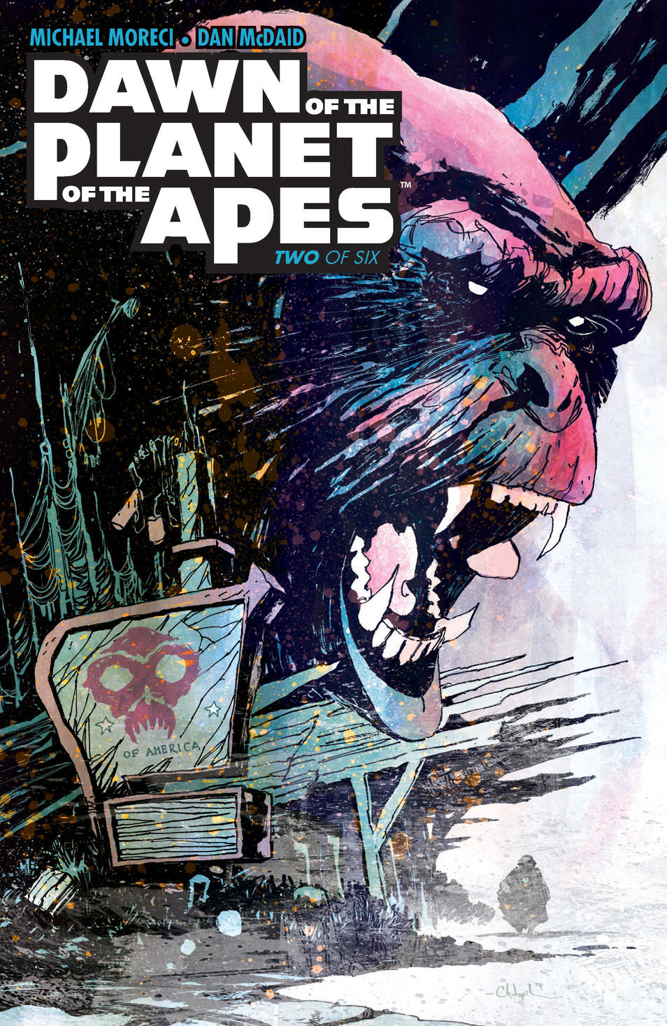 This image is the cover for the book Dawn of the Planet of the Apes #2, Dawn of the Planet of the Apes