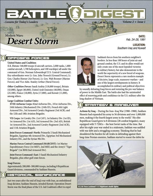 Battle Digest: Desert Storm, Battle Digest