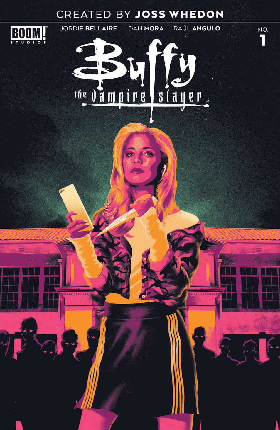 This image is the cover for the book Buffy the Vampire Slayer #1, Buffy the Vampire Slayer