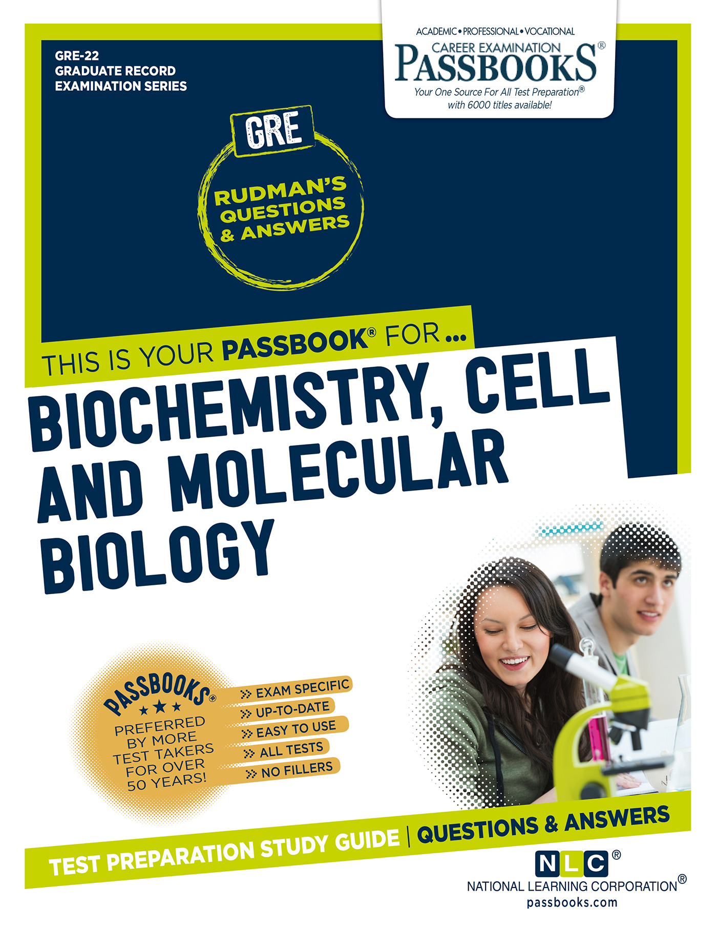 This image is the cover for the book BIOCHEMISTRY, CELL AND MOLECULAR BIOLOGY, Graduate Record Examination Series (GRE)