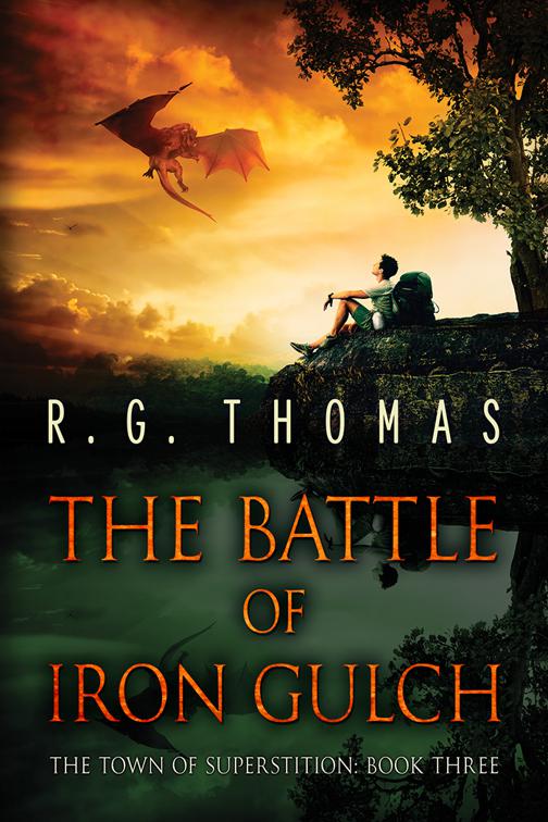 This image is the cover for the book The Battle of Iron Gulch, The Town of Superstition