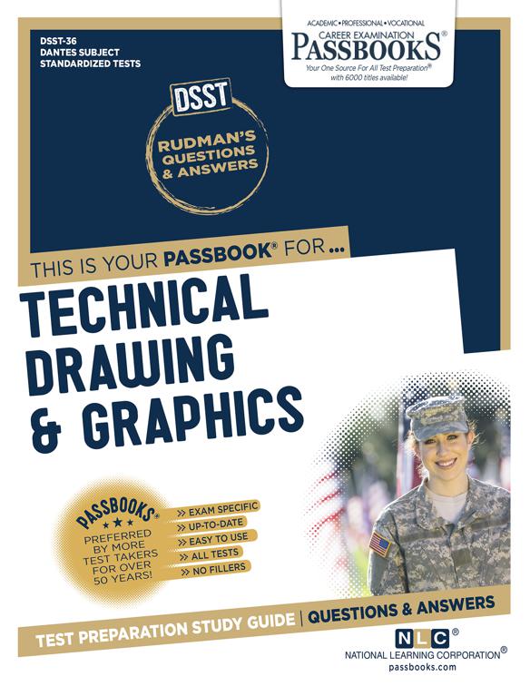 This image is the cover for the book TECHNICAL DRAWING & GRAPHICS, DANTES Subject Standardized Tests (DSST)