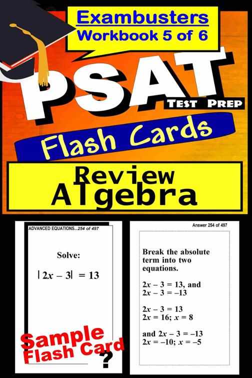 PSAT Test Prep Algebra Review--Exambusters Flash Cards--Workbook 5 of 6, Exambusters PSAT