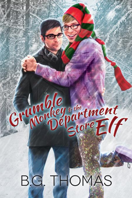 This image is the cover for the book Grumble Monkey and the Department Store Elf, 2013 Advent Calendar - Heartwarming