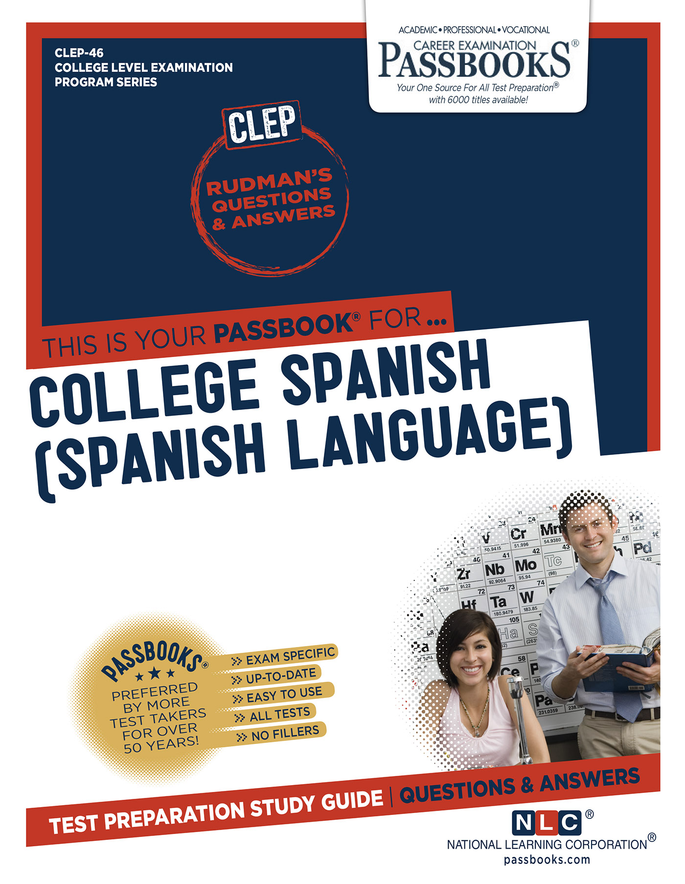 This image is the cover for the book COLLEGE SPANISH (Spanish Language), College Level Examination Program Series (CLEP)