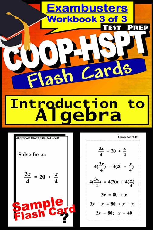 COOP-HSPT Test Prep Algebra Review--Exambusters Flash Cards--Workbook 3 of 3, Exambusters COOP