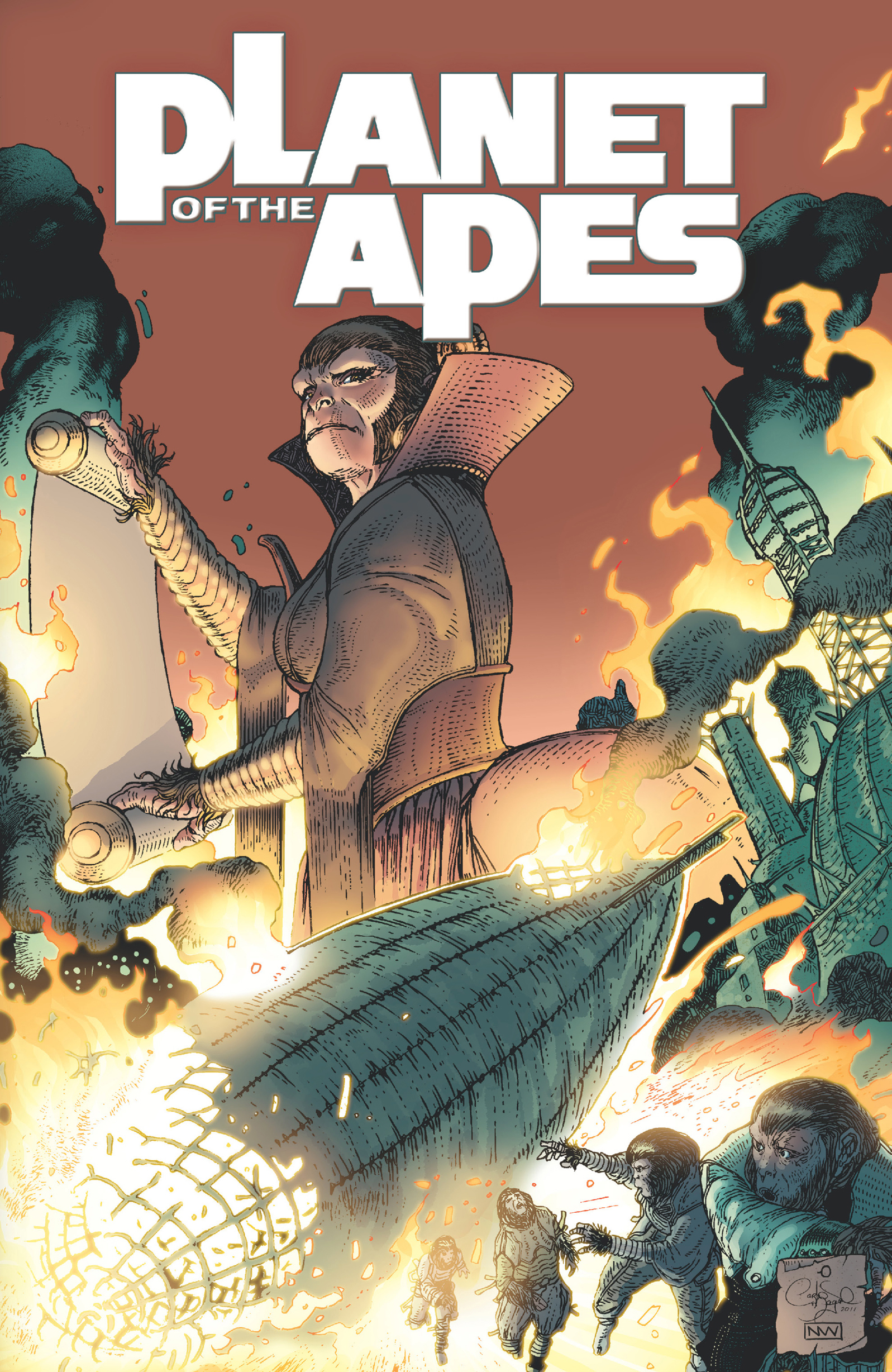 This image is the cover for the book Planet of the Apes Vol. 3, Planet of the Apes