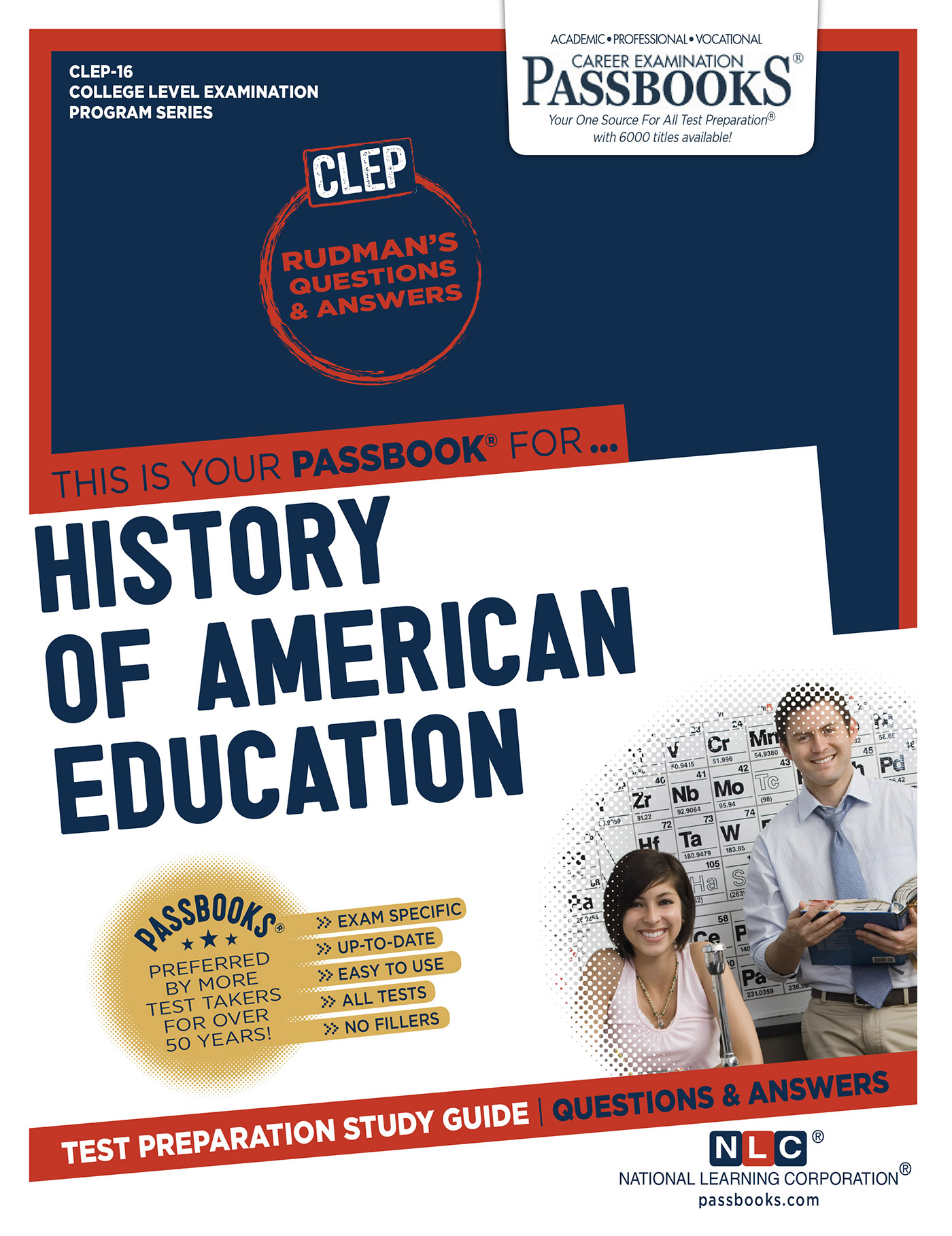 This image is the cover for the book HISTORY OF AMERICAN EDUCATION, College Level Examination Program Series (CLEP)