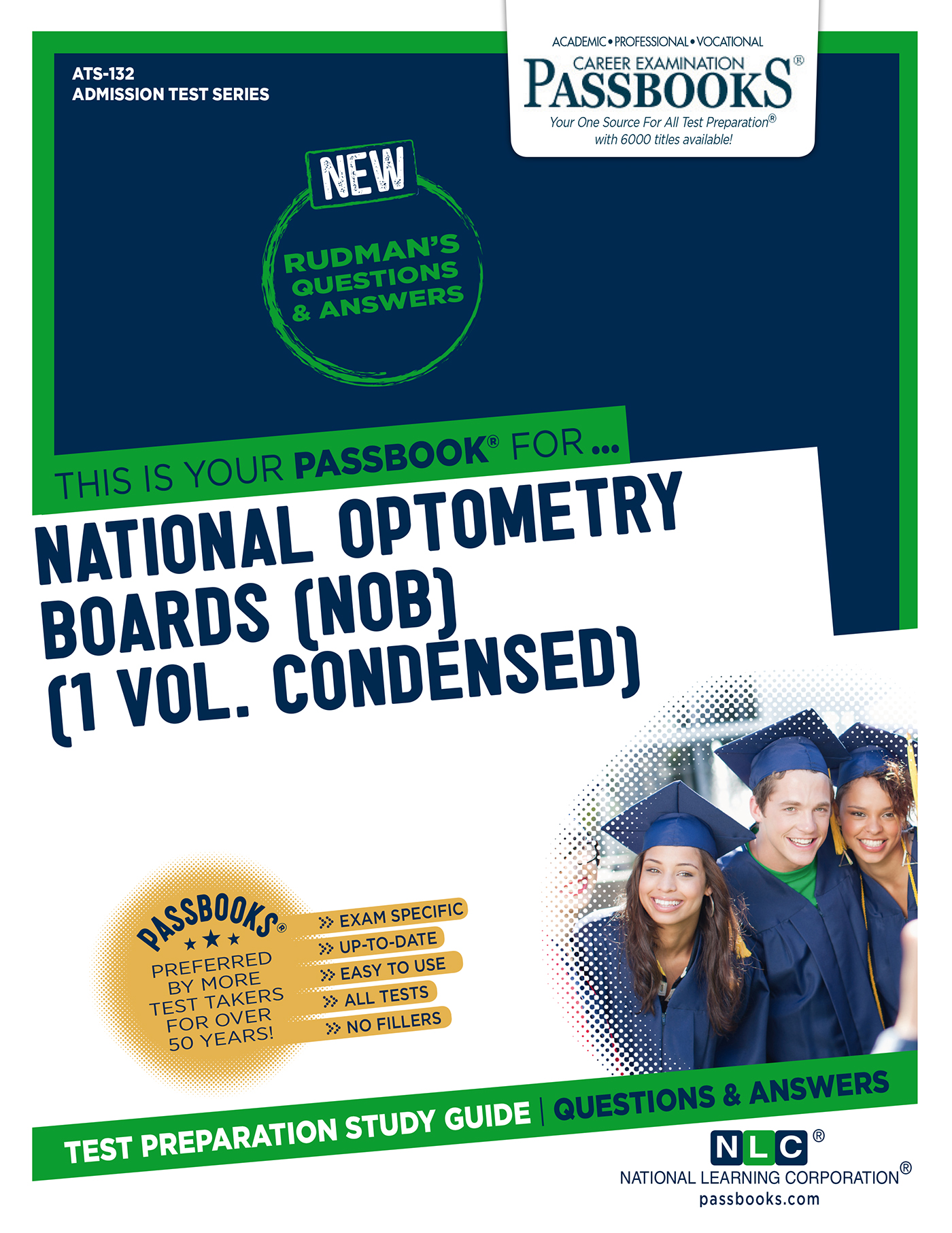 This image is the cover for the book NATIONAL OPTOMETRY BOARDS (NOB) (1 VOL.), Admission Test Series