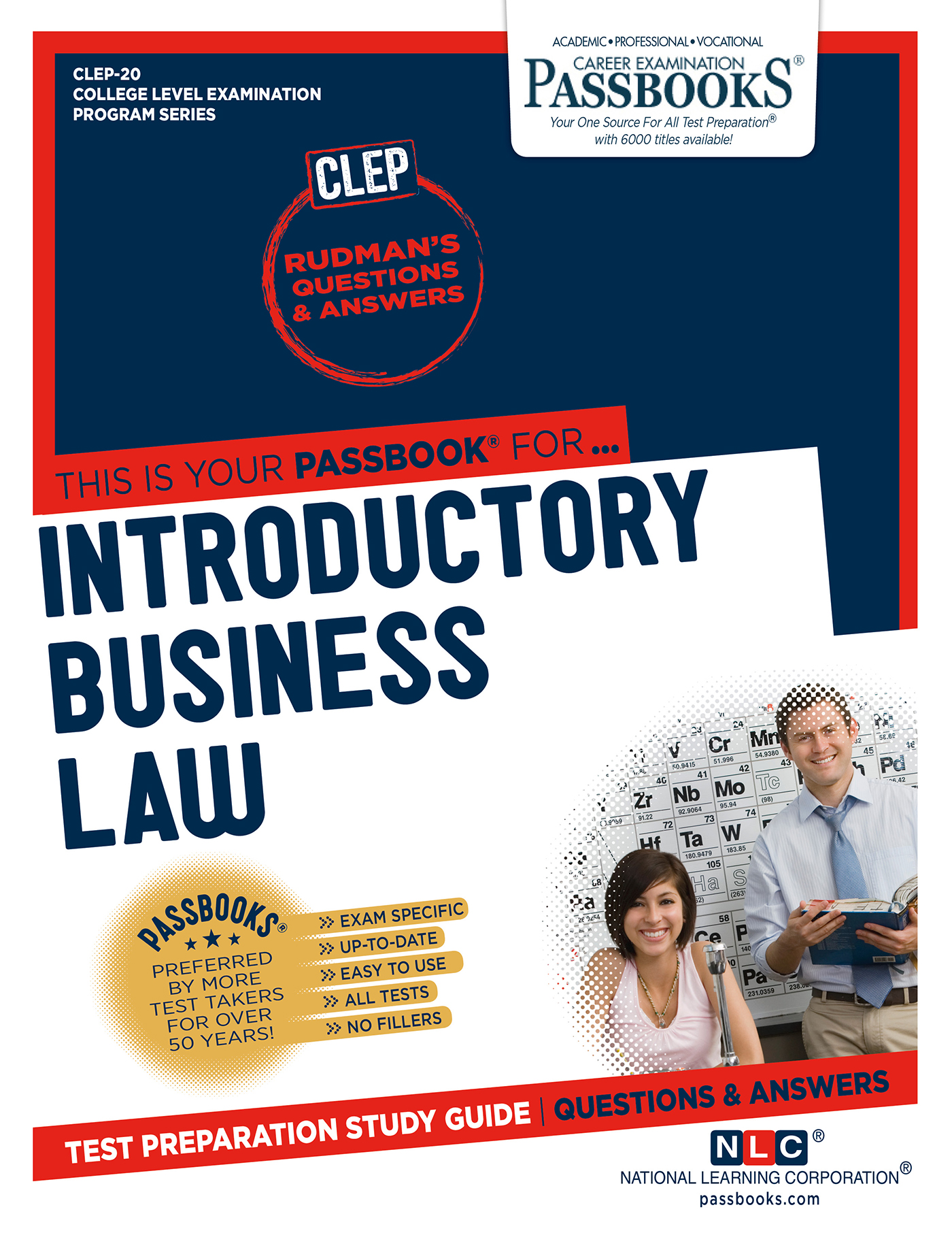 This image is the cover for the book INTRODUCTORY BUSINESS LAW, College Level Examination Program Series (CLEP)