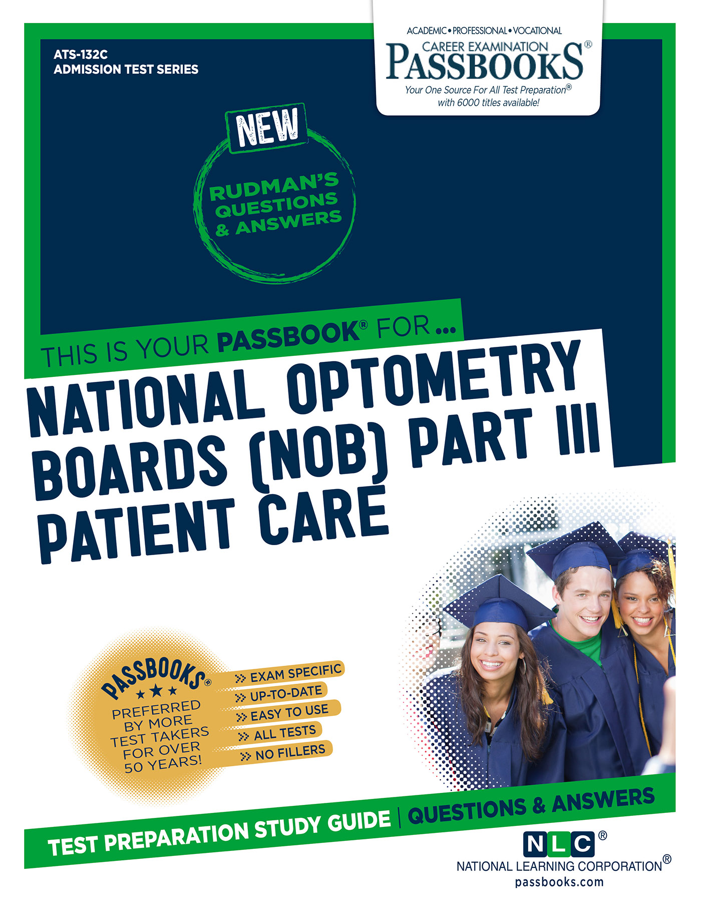 This image is the cover for the book NATIONAL OPTOMETRY BOARDS (NOB) Part III PATIENT CARE, Admission Test Series