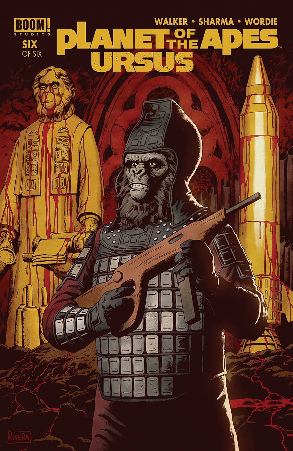 This image is the cover for the book Planet of the Apes: Ursus #6, Planet of the Apes: Ursus