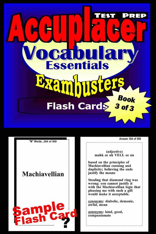 Accuplacer Test Prep Vocabulary Review--Exambusters Flash Cards--Workbook 3 of 3, Exambusters Accuplacer