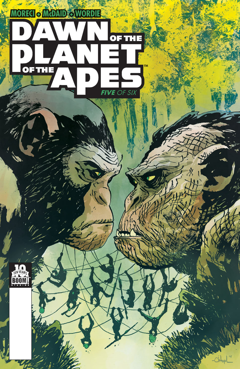 This image is the cover for the book Dawn of the Planet of the Apes #5, Dawn of the Planet of the Apes