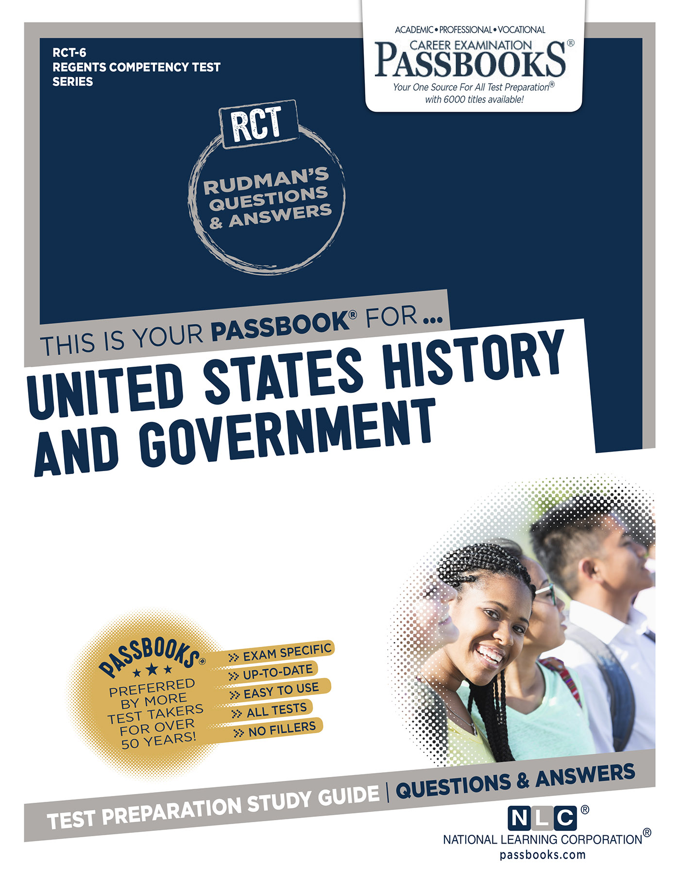 This image is the cover for the book UNITED STATES HISTORY AND GOVERNMENT, Regents Competency Test Series (RCT)
